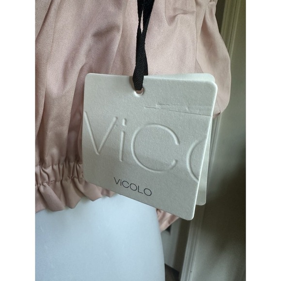 Vicolo Pink Off Shoulder Crop Top Long Sleeve 100% Cotton Made in Italy Size S - Picture 8 of 11